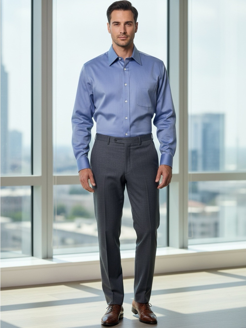 Nordstrom Men's Blue Dress Shirt - Classic Long Sleeve Size 18 1/2-34